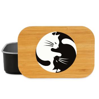 2 Katzen schmusen ,ying yang - Lunch Box - Schwarz - Vorne