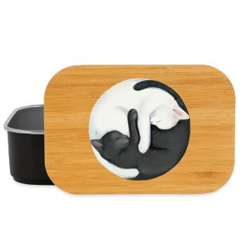 Yin Yang Balancing Cats - Lunch Box - black - Front