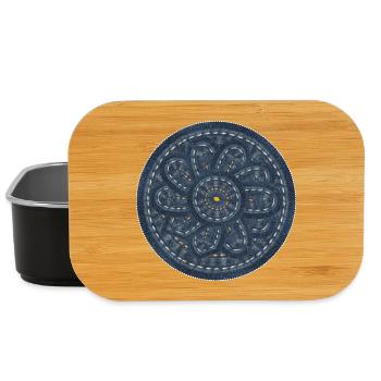Jeans Muster Blume indie Kreis Deko Geschenk - Lunch Box - Schwarz - Vorne