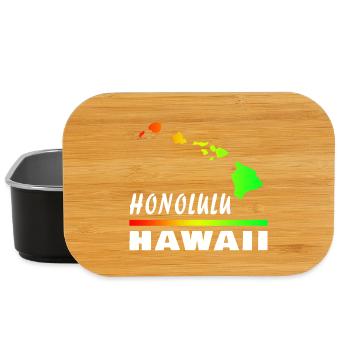 Hawaii Honolulu with Map / Gift Map - Lunch Box - black - Front
