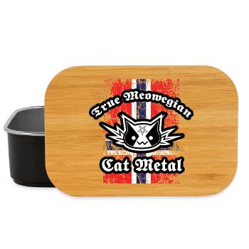True Meowegian Cat Metal - Norwegische Flagge - Lunch Box - Schwarz - Vorne