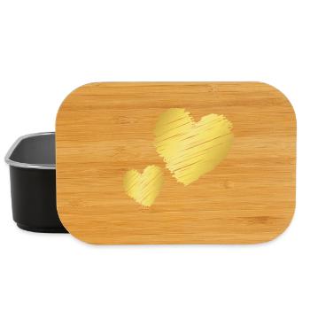 Cœurs en or minimalistes - cadeau d’amour - Boîte à goûter - noir - Devant