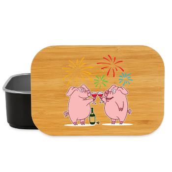 Glücksschwein Glücksbringer Silvester Neujahr - Lunch Box - Schwarz - Vorne