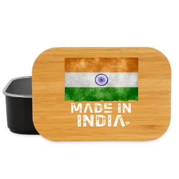 Made in India Flag Stencil Tee - Lunch Box - Schwarz - Vorne