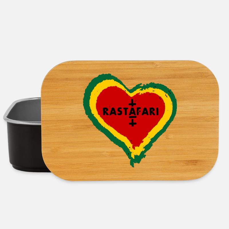 Liebes Herz mit Rastafari Symbolik - Lunch Box - Schwarz