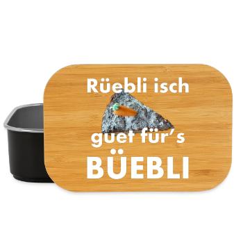 Rüebli isch guet fürs Büebli – Dialekt Spruch - Lunch Box - Schwarz - Vorne