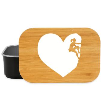 I love climbing mountaineering boulder heart - Lunch Box - black - Front