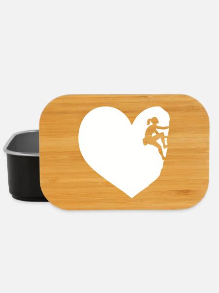 Ich Liebe Klettern Bergsteigen Boulder Herz - Lunch Box - Schwarz