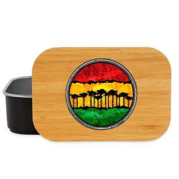 Coucher de soleil africain avec motif reggae - Boîte à goûter - noir - Devant