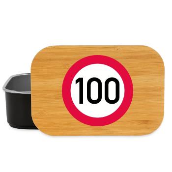 100. Geburtstag Achtung! Verkehrsschild 100 Km/h - Lunch Box - Schwarz - Vorne