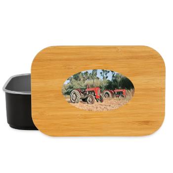 Rote Traktoren im Feld - Lunch Box - Schwarz - Vorne