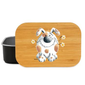 Funny dog with flower - Lunch Box - black - Front