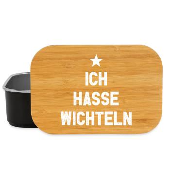 Ich Hasse Wichteln I Lustiges Wichtelgeschenk - Lunch Box - Schwarz - Vorne