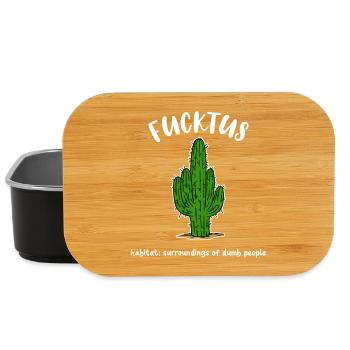 Cactus Fucktus Funny Humorous Saying Stupid Stupid - Lunch Box - black - Front