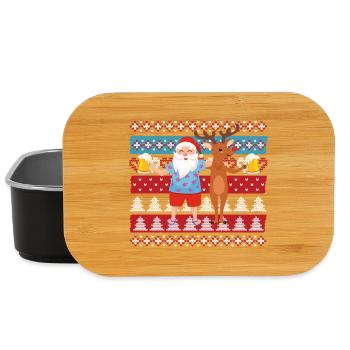 Renne de bière de Noël laid Santa Claus - Boîte à goûter - noir - Devant