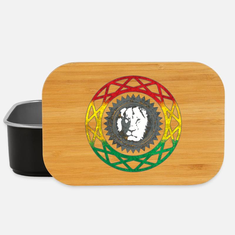 Löwengesicht im Rasta-Mandala-Stil - Lunch Box - Schwarz