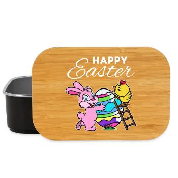 Lapin de pâques heureux lapin de pâques poussin oeuf de poule - Boîte à goûter - noir - Devant