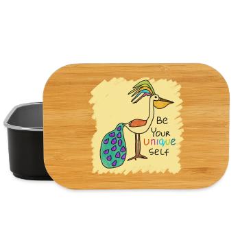Bel oiseau, drôle, spécial, unique avec texte - Boîte à goûter - noir - Devant