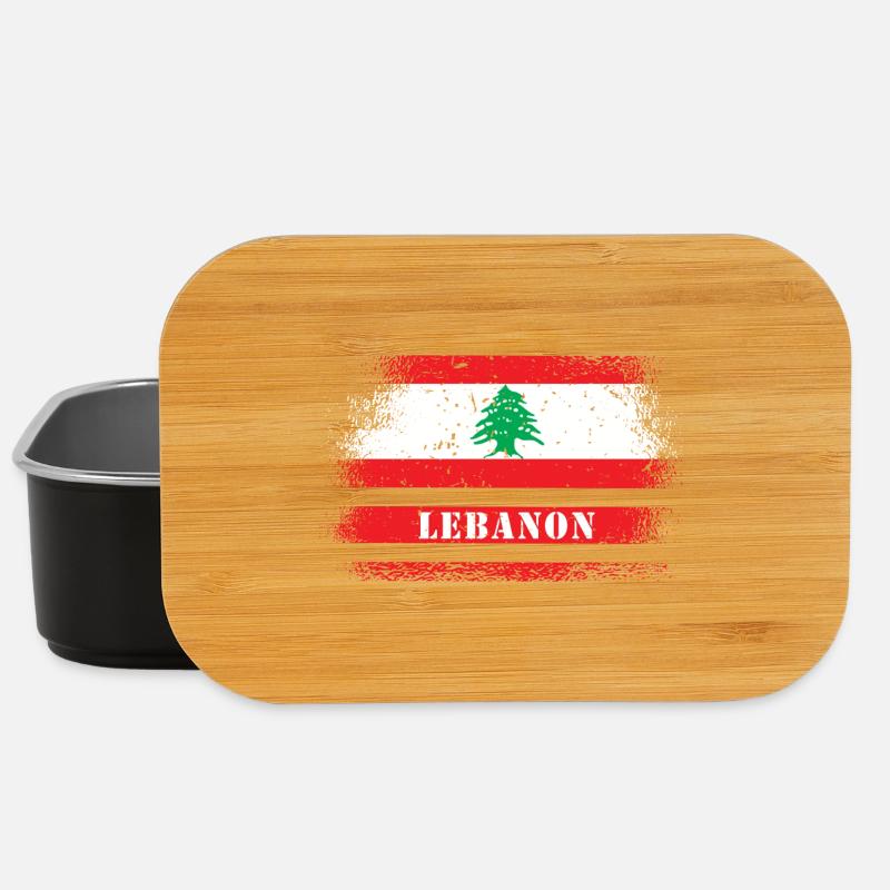 Libanon Vintage Flagge - Lunch Box - Schwarz