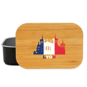 Lyon City Skyline France Landmark Map - Boîte à goûter - noir - Devant