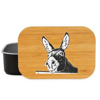 Donkey Portrait – Hand Drawn Artwork - Lunch Box - black - Front