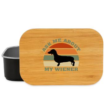 Ask Me About My Wiener, Funny Wiener Dog Gift - Lunch Box - black - Front