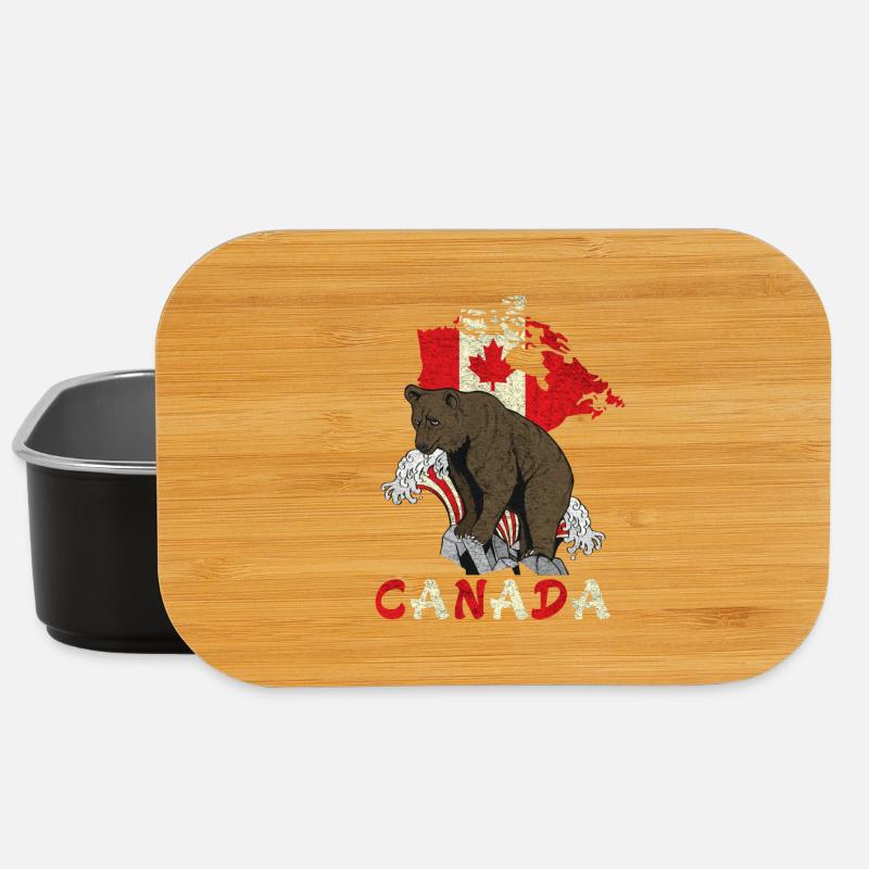 Conception d'ours du Canada avec carte et drapeau - Boîte à goûter - noir