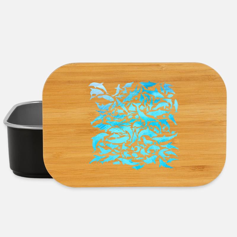 Meeresbwohner Design mit Fischen / Geschenkidee - Lunch Box - Schwarz