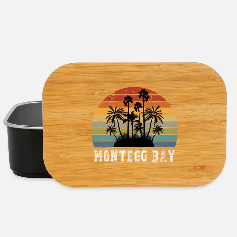 Conception / idée cadeau de palmiers de l'île de Montego Bay - Boîte à goûter - noir