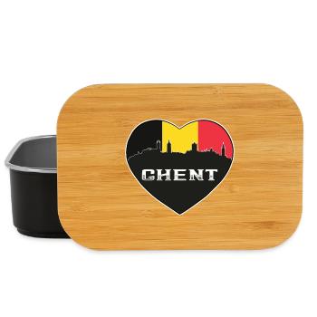 Ghent Belgique Skyline Drapeau Belge Voyage Souvenir - Boîte à goûter - noir - Devant