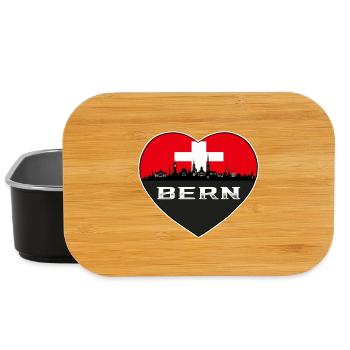 Bern Switzerland City Skyline Swiss Flag Souvenir - Lunch Box - black - Front