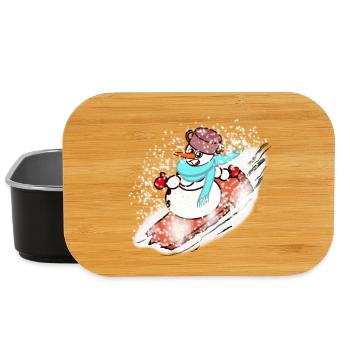 Schneemann mit Schal und Snowboard - Lunch Box - Schwarz - Vorne