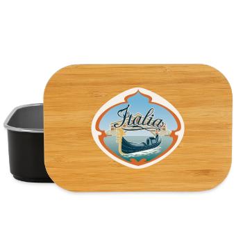 Italie Voyage Souvenir Autocollant Badge Drapeau Italien - Boîte à goûter - noir - Devant