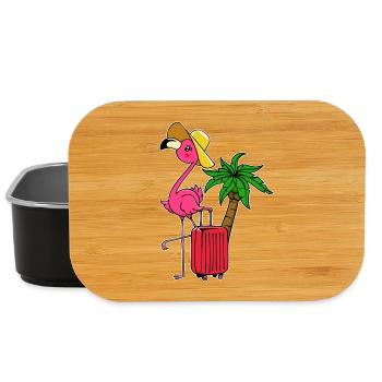 Flamingo Urlaub Ferien Palmen Karibik Reisen Fun - Lunch Box - Schwarz - Vorne