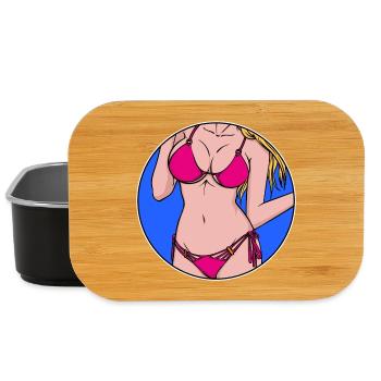 Surfeur fille bikini vacances plage mer été - Boîte à goûter - noir - Devant