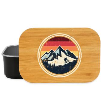 Retro Ridge Mountain Biker Silhouette - Lunch Box - black - Front