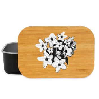 Look printanier, découpe florale noir et blanc - Boîte à goûter - noir - Devant