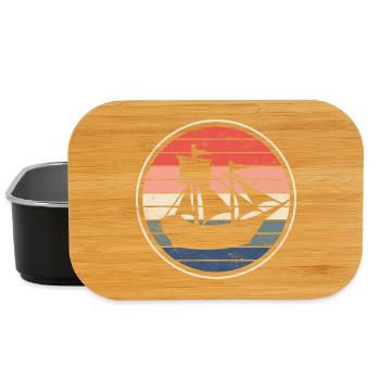 Boat ship sailing ship - Lunch Box - black - Front