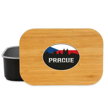 Prag Czechia Skyline Silhouette Tschechische Flagge Trav - Lunch Box - Schwarz - Vorne