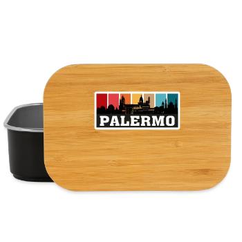 Palermo Italy Travel Souvenir Skyline Silhouette I - Lunch Box - black - Front