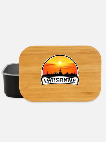 Lausanne Schweiz Skyline Vintage Sonnenuntergang Reisen - Lunch Box - Schwarz