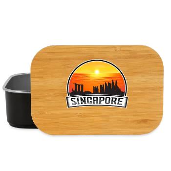 Singapore Singapore Skyline Vintage Sunset Travel - Lunch Box - black - Front