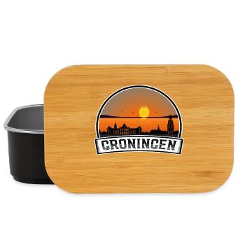 Groningue Pays-Bas Skyline Vintage Sunset Trave - Boîte à goûter - noir - Devant