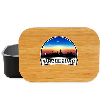 Magdeburg Deutschland Skyline Vintage Sonnenuntergang Reisen So - Lunch Box - Schwarz - Vorne