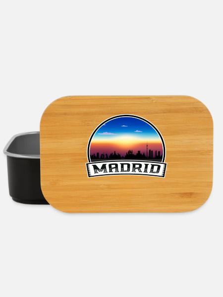 Madrid Spanien Skyline Vintage Sonnenuntergang Reise Souveni - Lunch Box - Schwarz