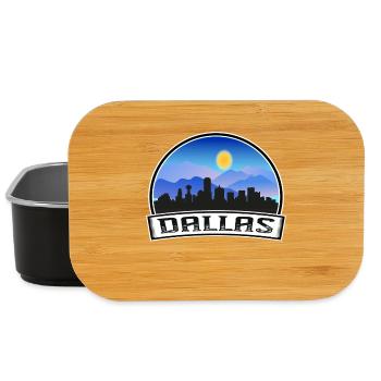 Dallas Texas USA Skyline Vintage Sunset Travel Sou - Lunch Box - black - Front