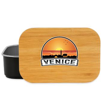 Venice Italy Skyline Vintage Sunset Travel Souveni - Lunch Box - black - Front