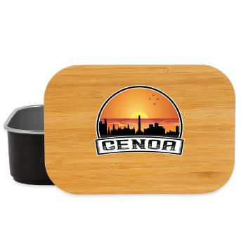 Gênes Italie Skyline Vintage Sunset Voyage Souvenir - Boîte à goûter - noir - Devant