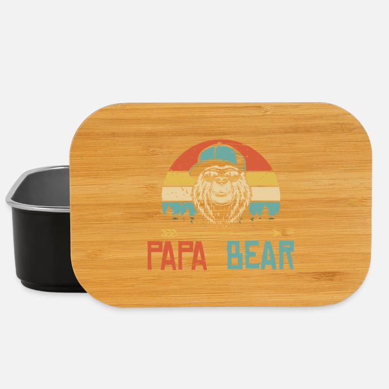 Papa Bär Vatertag Geschenk Retro Bär - Lunch Box - Schwarz
