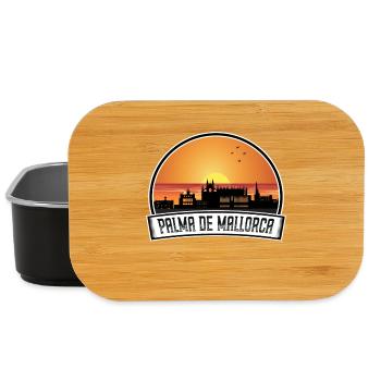 Palma De Mallorca Spanien Skyline Vintage Sonnenuntergang Tra - Lunch Box - Schwarz - Vorne